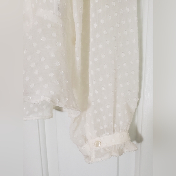 LOFT Sheer Peplum Top With Ruffle Detailing - Picture 3 of 5